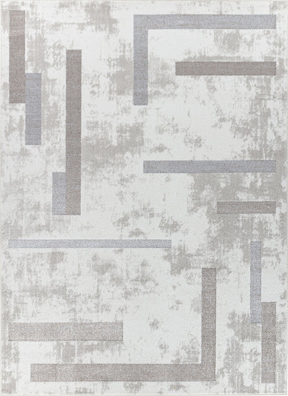 PHYLICIA Tapis Scandinave - Tapis Moderne, Salon, Chambre - Tapis Contemporain, Poils Courts, Doux, Entretien Facile - Blanc, Gris