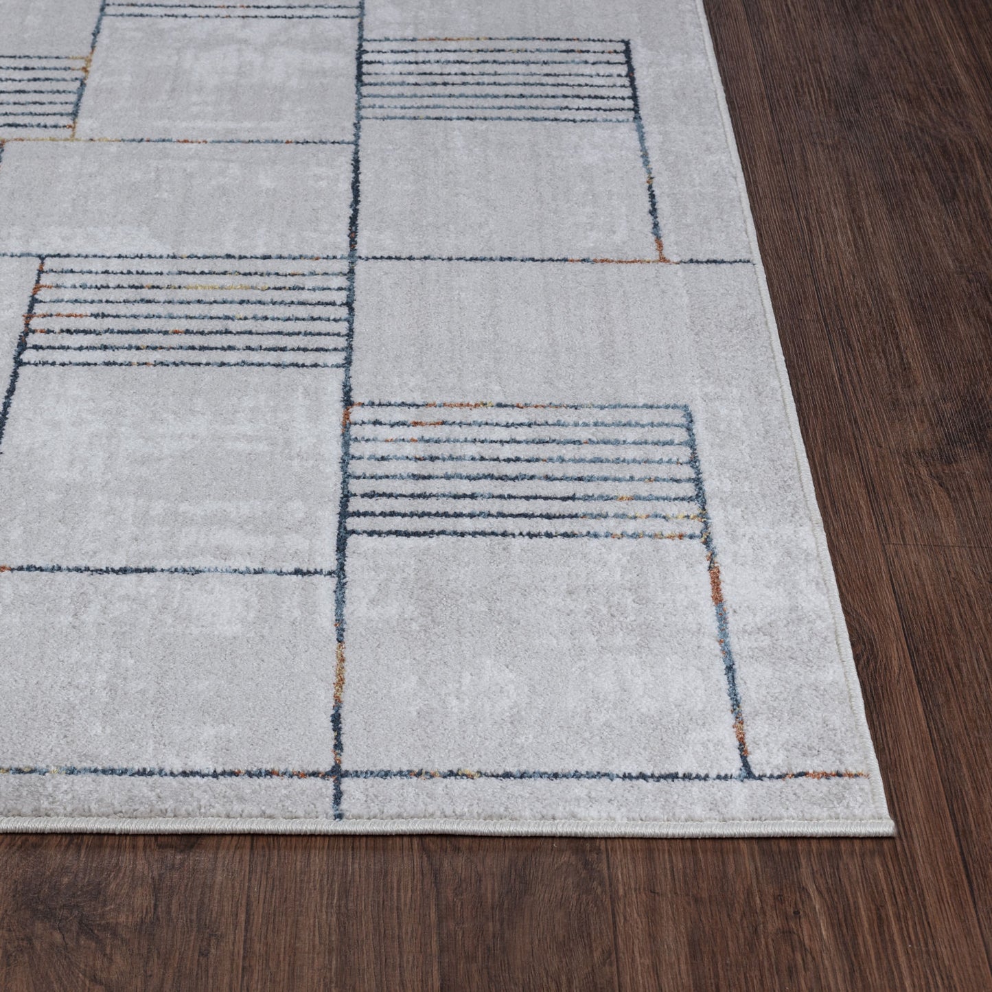 SHARISSE Tapis Scandinave - Tapis Moderne, Salon, Chambre - Tapis Contemporain, Poils Courts, Doux, Entretien Facile - Bleu, Orange