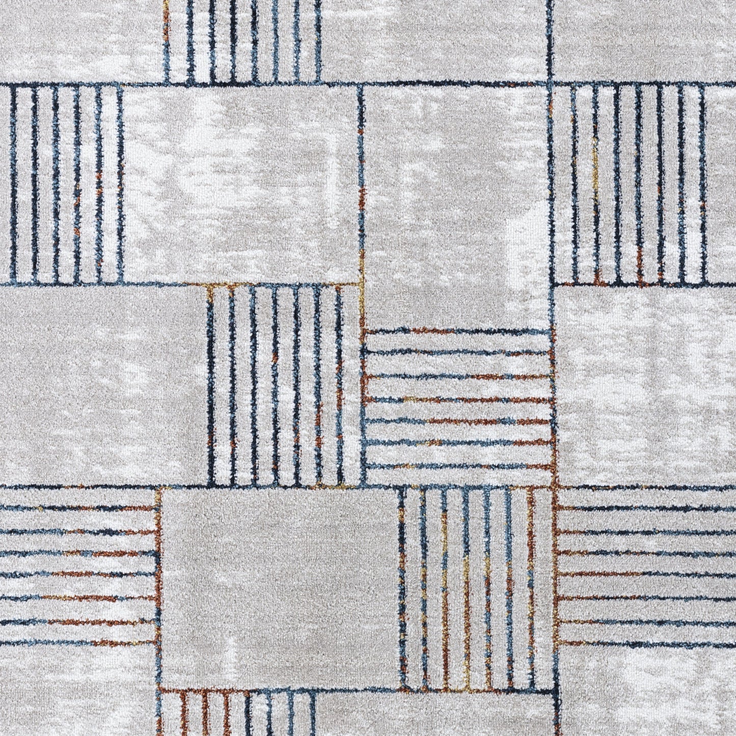 SHARISSE Tapis Scandinave - Tapis Moderne, Salon, Chambre - Tapis Contemporain, Poils Courts, Doux, Entretien Facile - Bleu, Orange