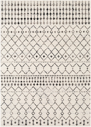 OLBURGEN Tapis Berbère - Tapis Traditionnel, Salon, Chambre - Tapis Ethnique à Poils Courts, Doux, Entretien Facile - Blanc, Noir