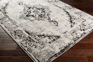 NEEDE Tapis Vintage - Tapis Persan, Salon, Chambre, Salle à Manger - Tapis Traditionnel Oriental, Poils Courts, Doux - Blanc, Gris, Noir