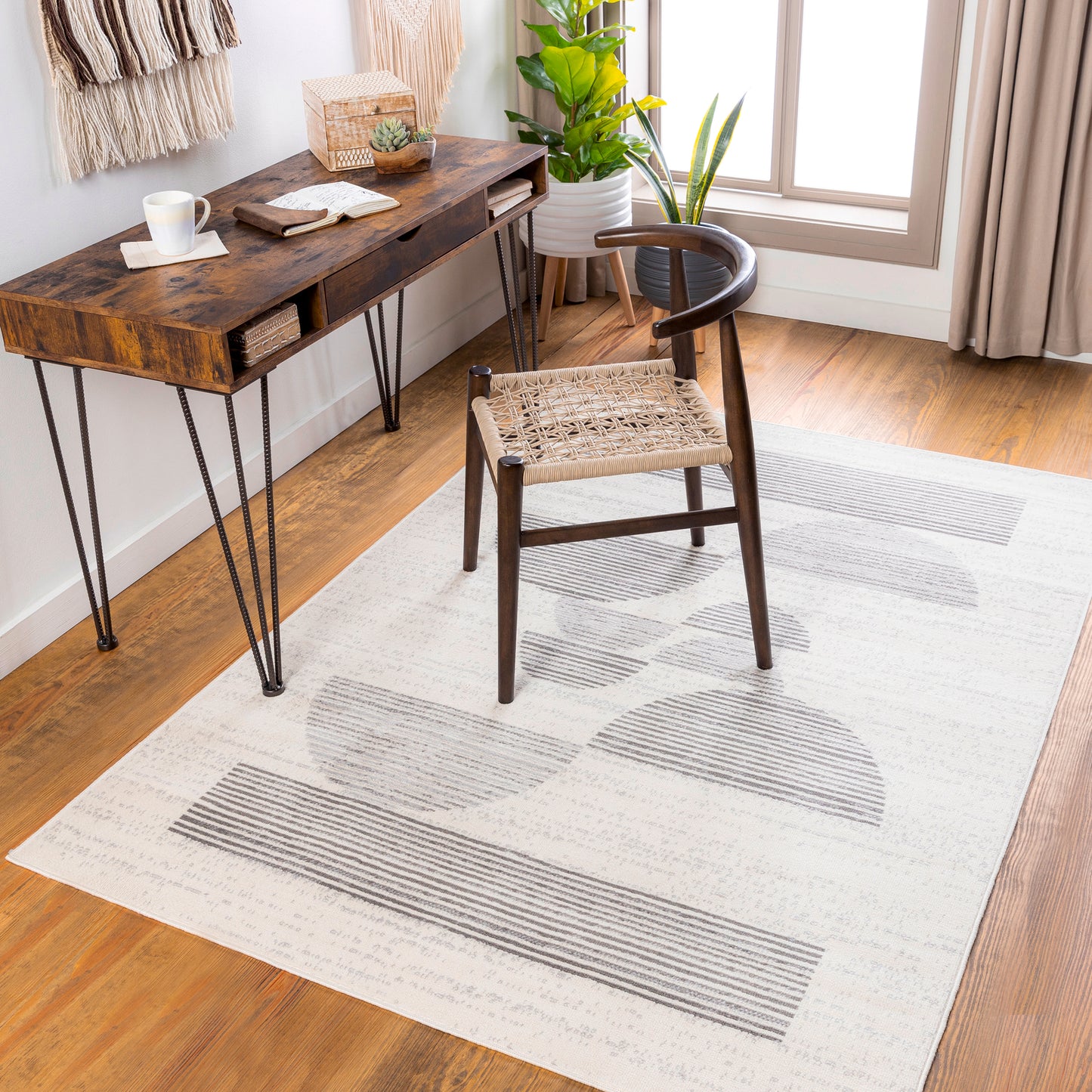 PIEPERT Tapis Scandinave - Tapis Moderne, Salon, Chambre - Tapis Contemporain, Poils Courts, Doux, Entretien Facile - Blanc, Gris