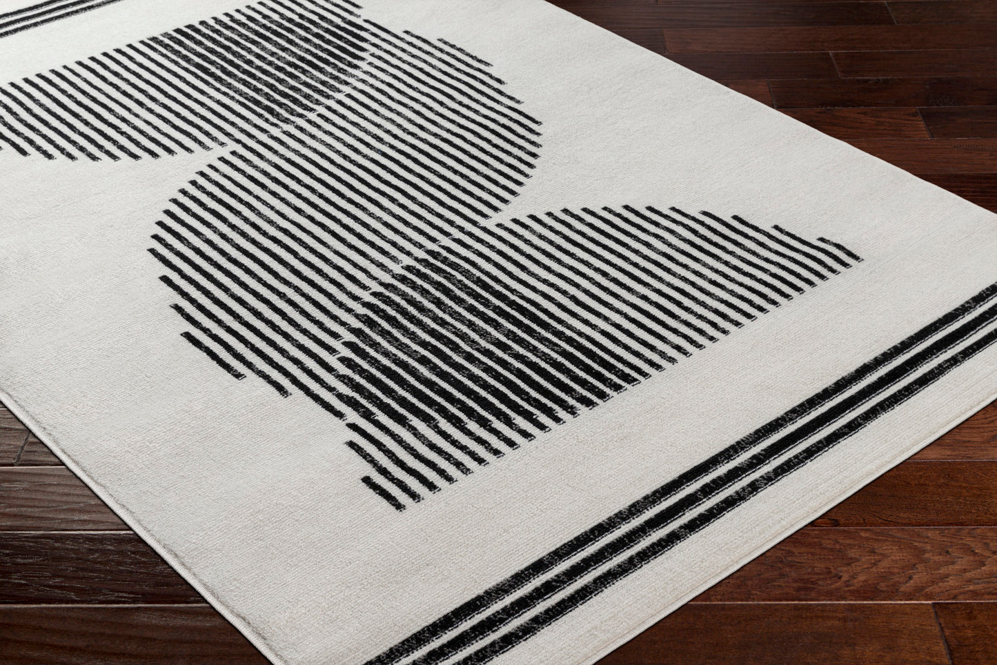 KOREY Tapis Scandinave - Tapis Moderne, Salon, Chambre - Tapis Contemporain, Poils Courts, Doux, Entretien Facile - Blanc, Noir