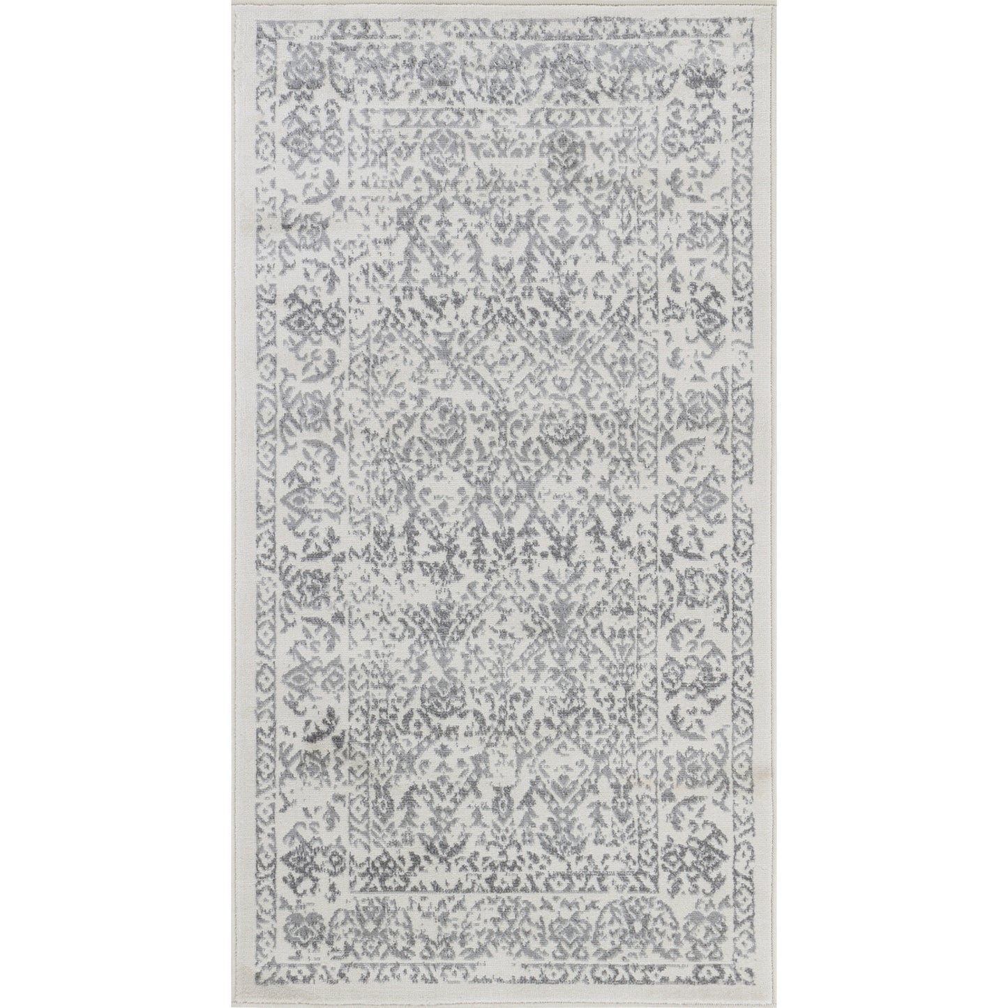 BEAUVAIS Tapis Vintage - Tapis Persan, Couloir, Salon, Chambre - Tapis Traditionnel Oriental, Poils Courts, Doux, Durable - Blanc, Gris