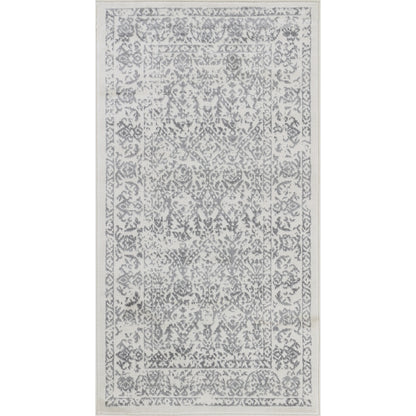 BEAUVAIS Tapis Vintage - Tapis Persan, Couloir, Salon, Chambre - Tapis Traditionnel Oriental, Poils Courts, Doux, Durable - Blanc, Gris