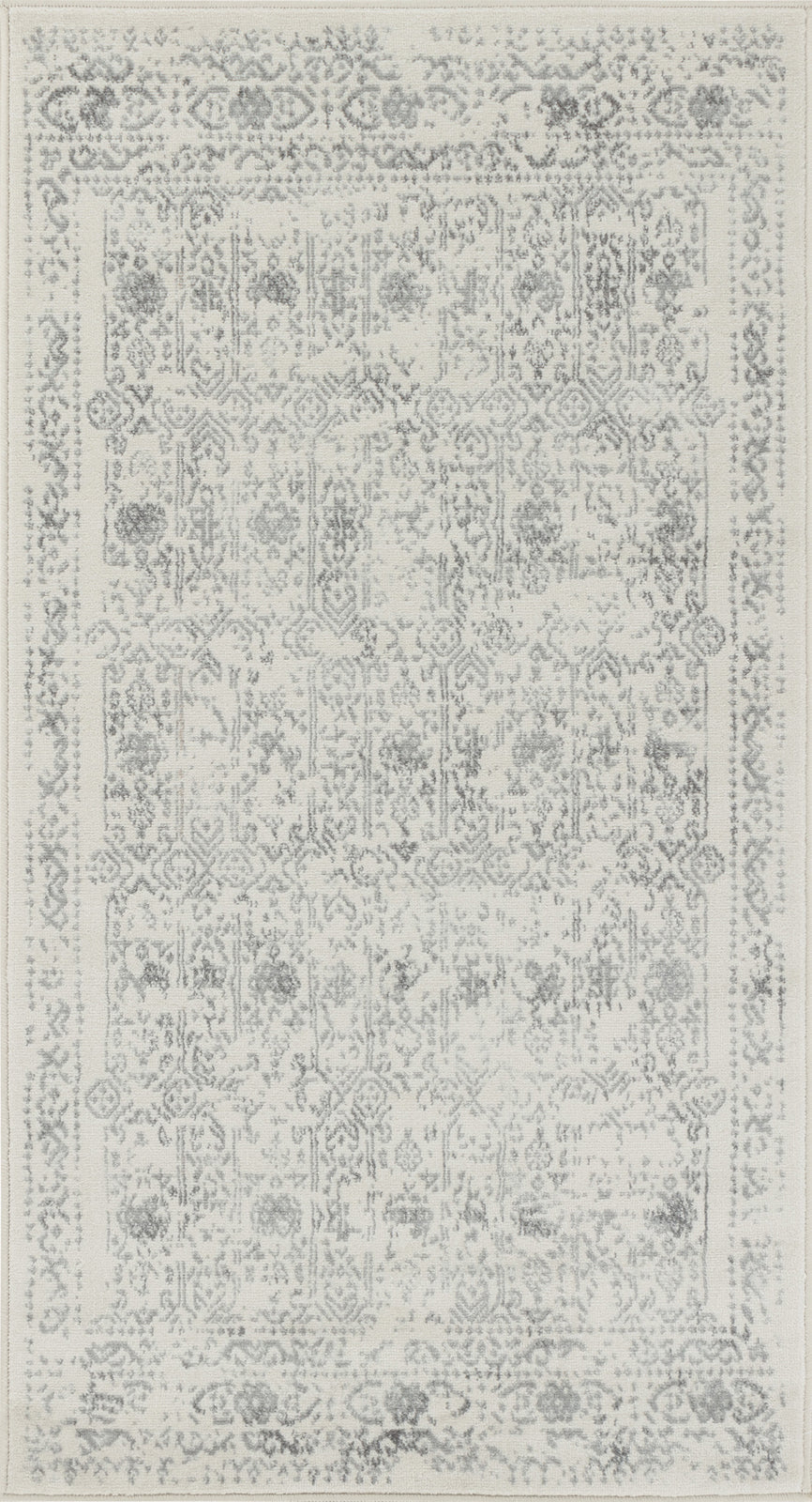 HYERES Tapis Vintage - Tapis Persan, Couloir, Salon, Chambre - Tapis Traditionnel Oriental, Poils Courts, Doux, Durable - Ivoire, Gris