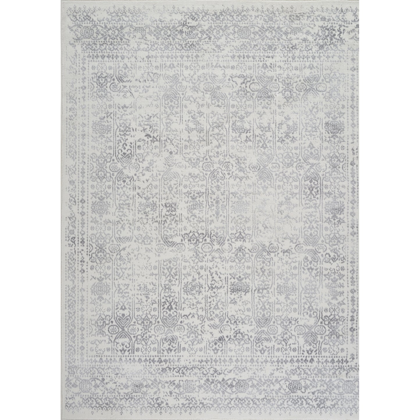 HYERES Tapis Vintage - Tapis Persan, Couloir, Salon, Chambre - Tapis Traditionnel Oriental, Poils Courts, Doux, Durable - Ivoire, Gris