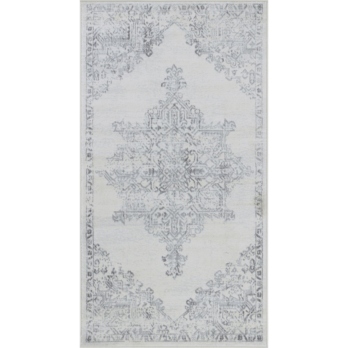 ULVEND Tapis Vintage - Tapis Persan, Couloir, Salon, Chambre - Tapis Traditionnel Oriental, Poils Courts, Doux, Durable - Blanc, Gris