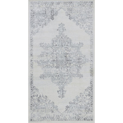 ULVEND Tapis Vintage - Tapis Persan, Couloir, Salon, Chambre - Tapis Traditionnel Oriental, Poils Courts, Doux, Durable - Blanc, Gris