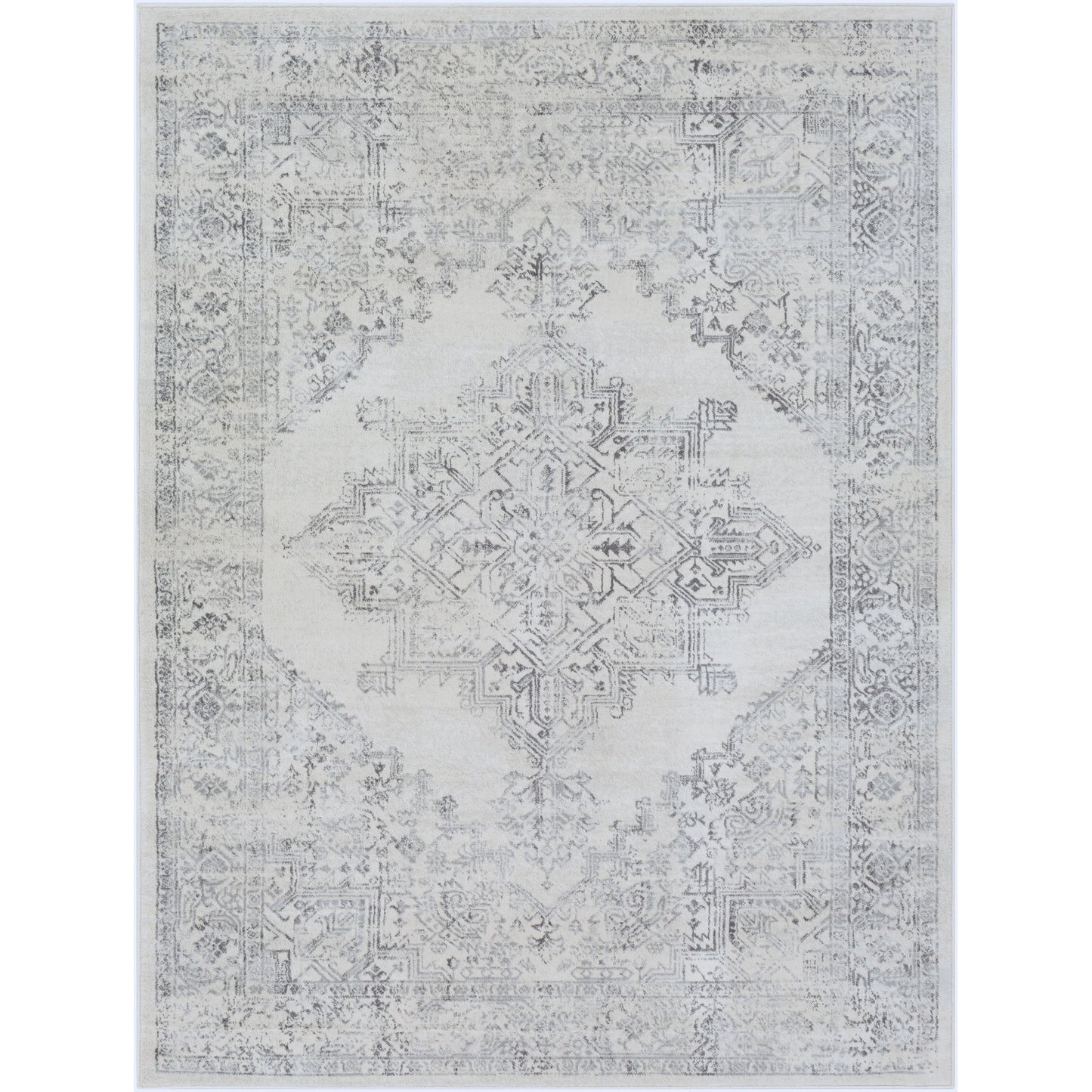 ULVEND Tapis Vintage - Tapis Persan, Couloir, Salon, Chambre - Tapis Traditionnel Oriental, Poils Courts, Doux, Durable - Blanc, Gris