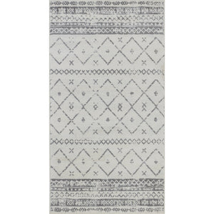 ROLDE Tapis Berbère - Tapis Traditionnel, Couloir, Salon, Chambre - Tapis Ethnique à Poils Courts, Doux, Entretien Facile - Blanc, Gris