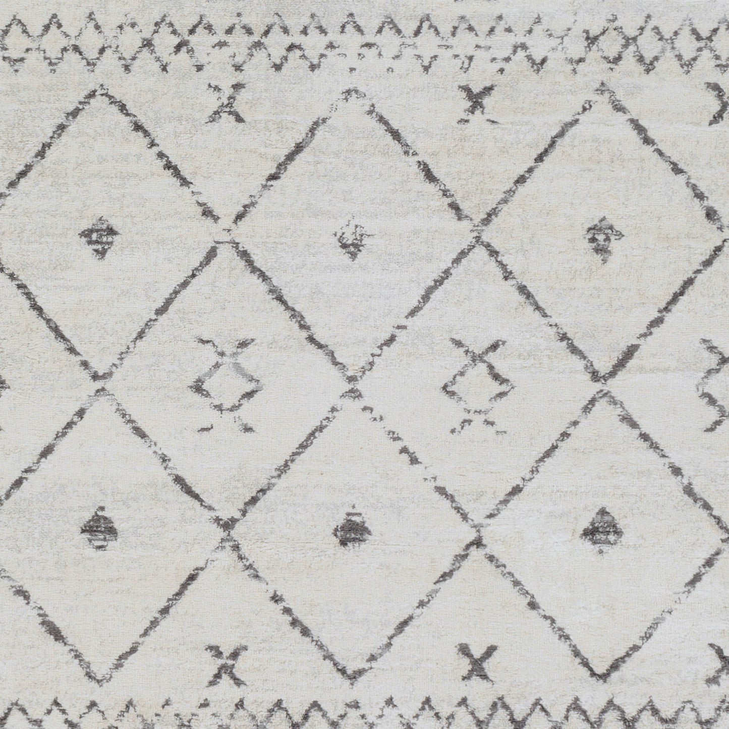 ROLDE Tapis Berbère - Tapis Traditionnel, Couloir, Salon, Chambre - Tapis Ethnique à Poils Courts, Doux, Entretien Facile - Blanc, Gris