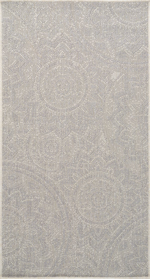 TIFFINE Tapis Extérieur - Tapis Bohème Extérieur et Intérieur, Durable, Terrasse, Balcon, Véranda, Patio, Salon, Cuisine - Gris, Ivoire