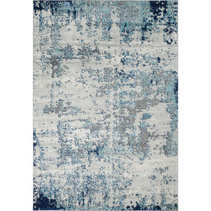 LEAH Tapis Abstrait - Tapis Moderne, Salon, Chambre - Tapis Design Marbre Moucheté à Poils Courts, Doux, Durable - Bleu, Gris, Blanc