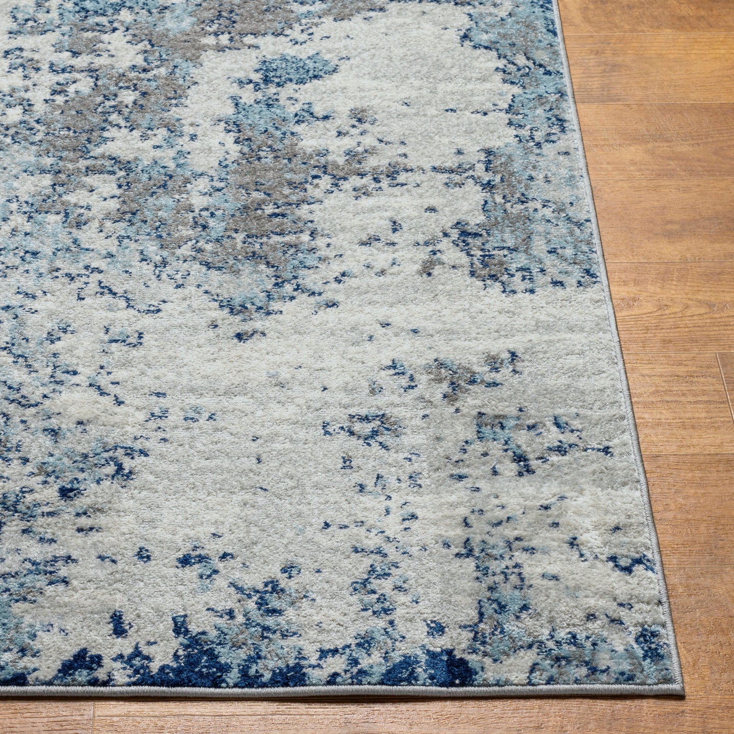 LEAH Tapis Abstrait - Tapis Moderne, Salon, Chambre - Tapis Design Marbre Moucheté à Poils Courts, Doux, Durable - Bleu, Gris, Blanc