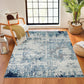 LEAH Tapis Abstrait - Tapis Moderne, Salon, Chambre - Tapis Design Marbre Moucheté à Poils Courts, Doux, Durable - Bleu, Gris, Blanc