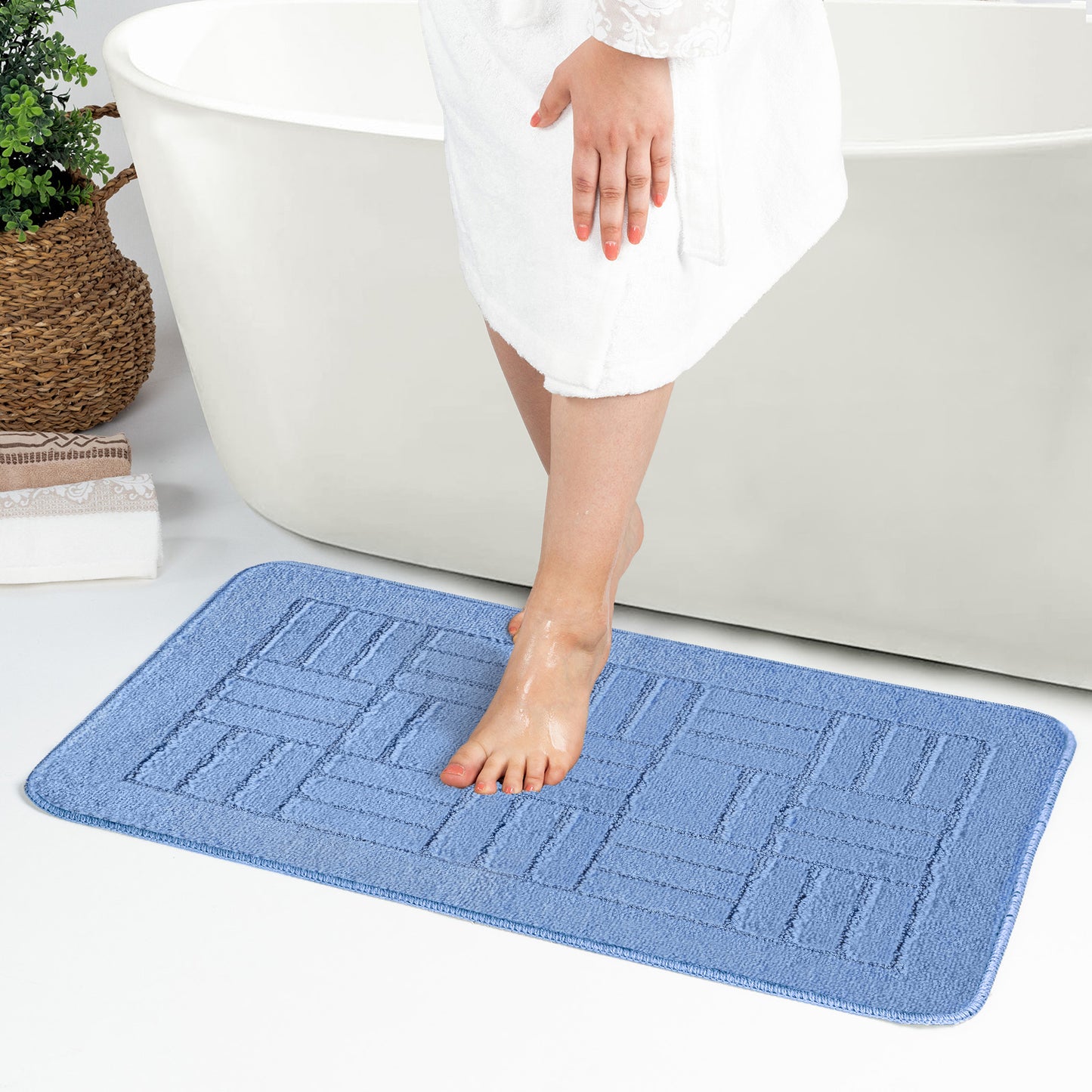 ALENE Set 2 Tapis Salle de Bain et WC - Tapis Antidérapants, Lavables en Machine, Poils Longs, Doux, Absorbants, Séchage Rapide - Gris