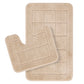 ALENE Set 2 Tapis Salle de Bain et WC - Tapis Antidérapants, Lavables en Machine, Poils Longs, Doux, Absorbants, Séchage Rapide - Beige