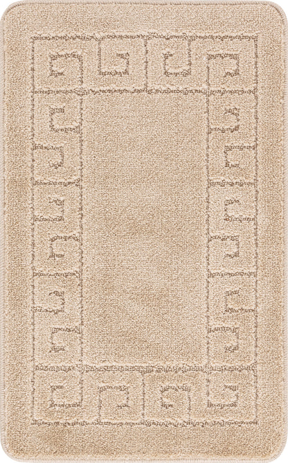 ALENE Set 2 Tapis Salle de Bain et WC - Tapis Antidérapants, Lavables en Machine, Poils Longs, Doux, Absorbants, Séchage Rapide - Beige