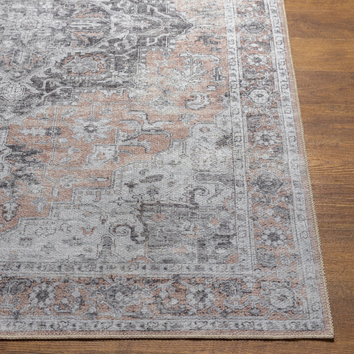 WESTOKOBOJI Tapis Lavable en Machine - Tapis Persan, Salon, Cuisine - Tapis Vintage Oriental, Poils Courts, Doux, Durable - Beige, Gris