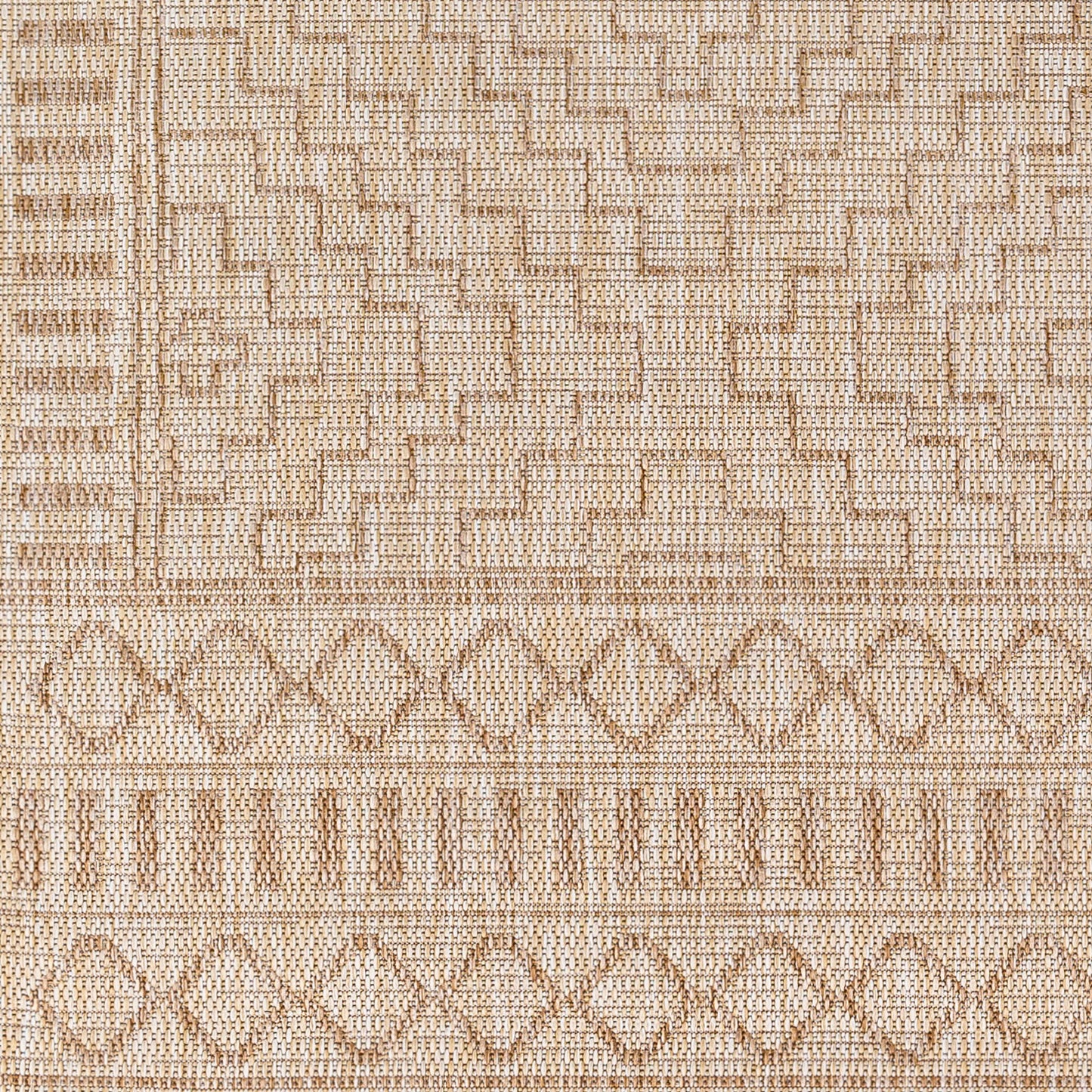 KIRKMAN Outdoor Jute-Look Teppich I In & Outdoor Boho Wetterfest Teppich für den Balkon, Terrasse, Garten I Elfenbein, Beige