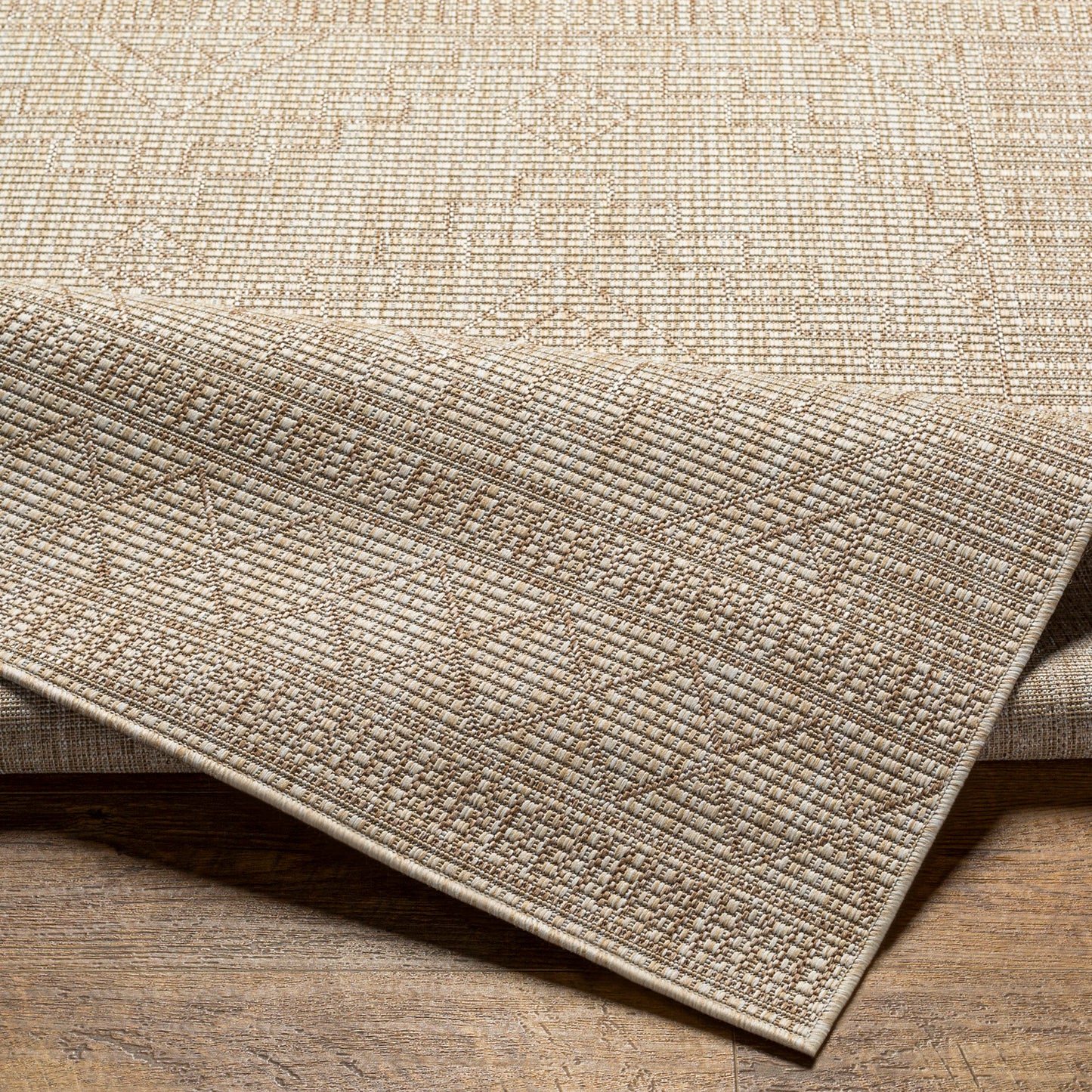 KIRKMAN Outdoor Jute-Look Teppich I In & Outdoor Boho Wetterfest Teppich für den Balkon, Terrasse, Garten I Elfenbein, Beige