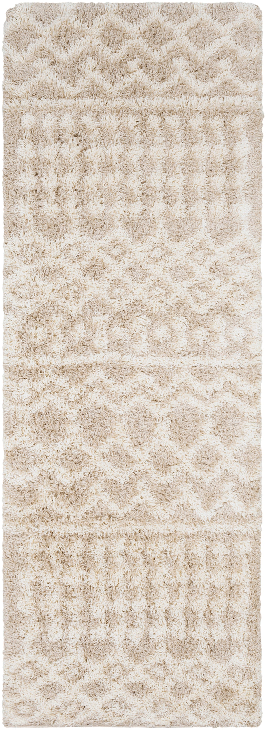 CARTER Tapis Shaggy - Tapis Bohème, Salon, Chambre - Tapis Ethnique à Poils Longs, Doux, Moelleux, Entretien Facile - Ivoire, Beige