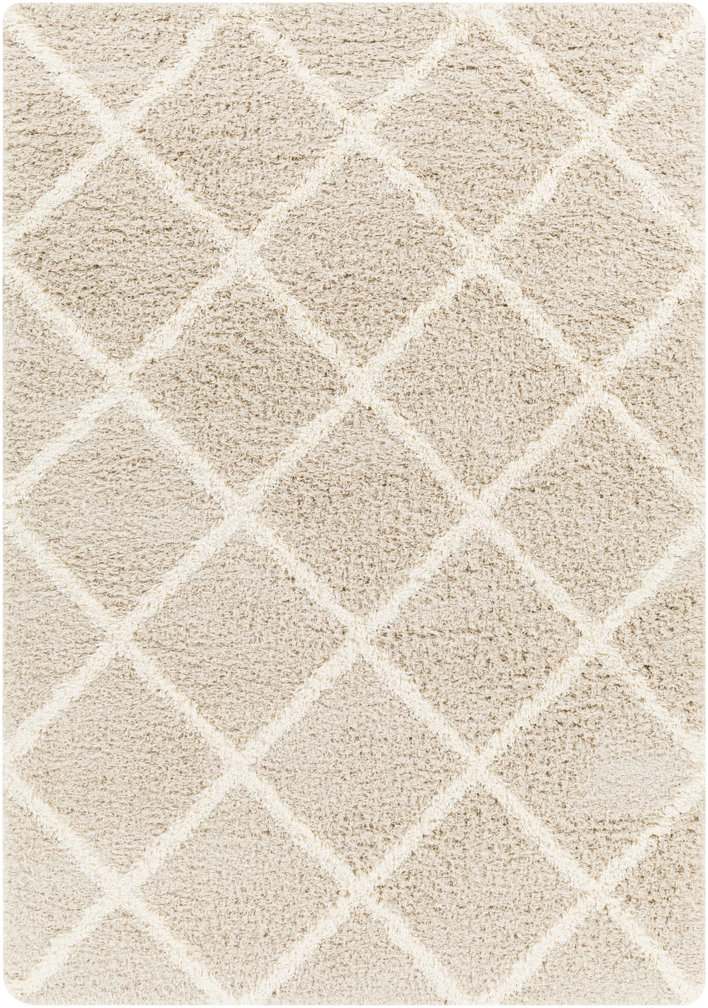 BLENCOE Tapis Shaggy - Tapis Moderne, Salon, Chambre - Tapis Bohème à Poils Longs, Doux, Moelleux, Entretien Facile - Blanc, Beige