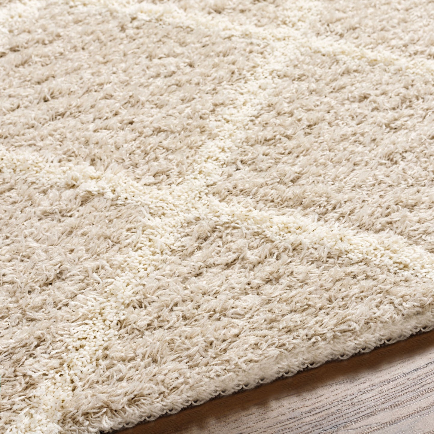 BLENCOE Tapis Shaggy - Tapis Moderne, Salon, Chambre - Tapis Bohème à Poils Longs, Doux, Moelleux, Entretien Facile - Blanc, Beige