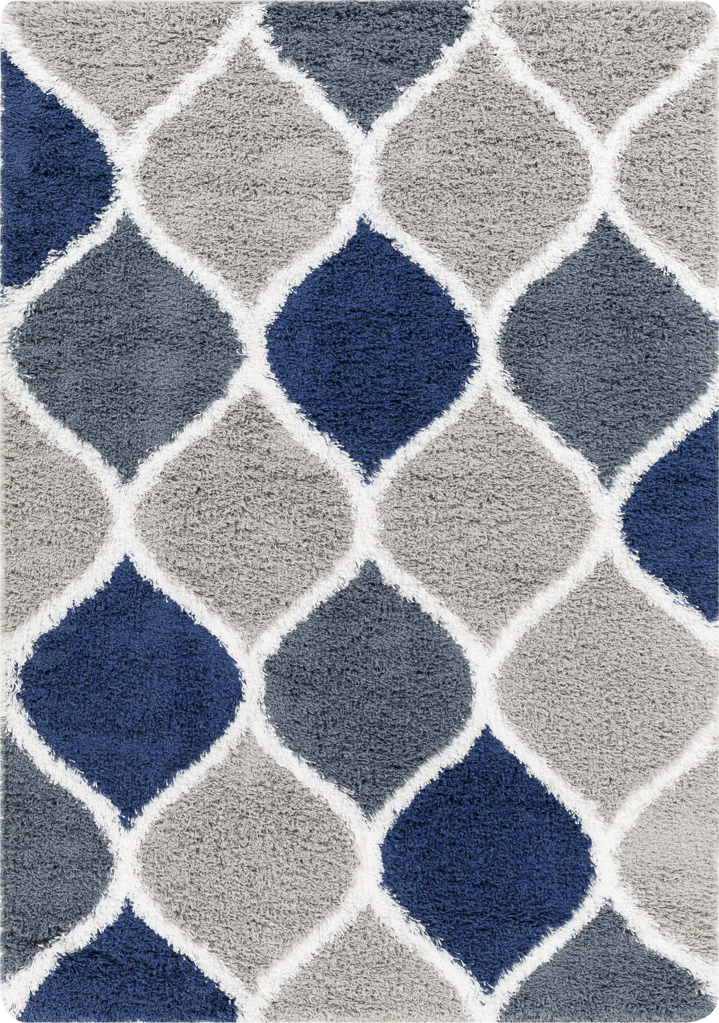 BLOCKTON Tapis Shaggy - Tapis Moderne, Salon, Chambre - Tapis Oriental à Poils Longs, Doux, Moelleux, Entretien Facile - Bleu, Gris