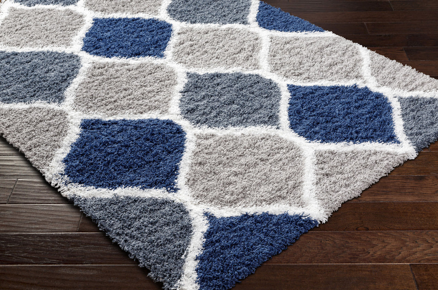 BLOCKTON Tapis Shaggy - Tapis Moderne, Salon, Chambre - Tapis Oriental à Poils Longs, Doux, Moelleux, Entretien Facile - Bleu, Gris