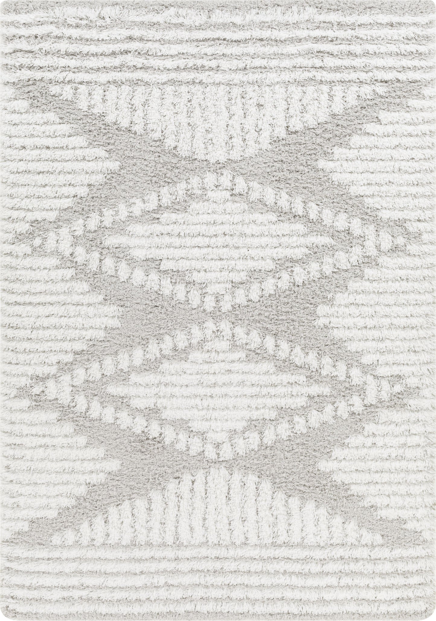 BONAPARTE Tapis Shaggy - Tapis Moderne, Salon, Chambre - Tapis Bohème à Poils Longs, Doux, Moelleux, Entretien Facile - Blanc, Gris