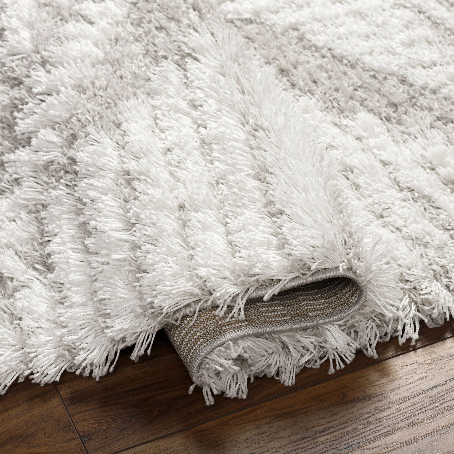 BONAPARTE Tapis Shaggy - Tapis Moderne, Salon, Chambre - Tapis Bohème à Poils Longs, Doux, Moelleux, Entretien Facile - Blanc, Gris