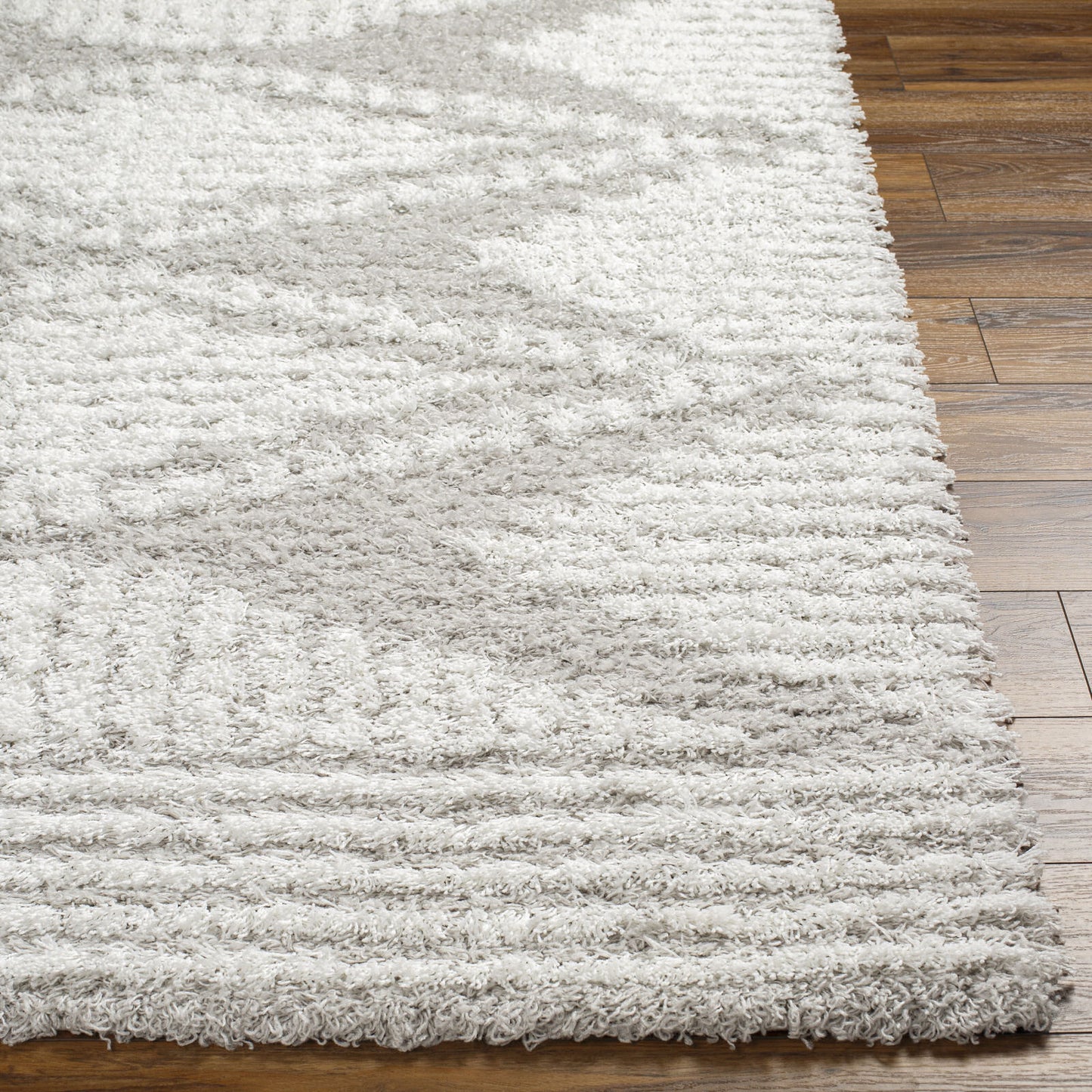 BONAPARTE Tapis Shaggy - Tapis Moderne, Salon, Chambre - Tapis Bohème à Poils Longs, Doux, Moelleux, Entretien Facile - Blanc, Gris