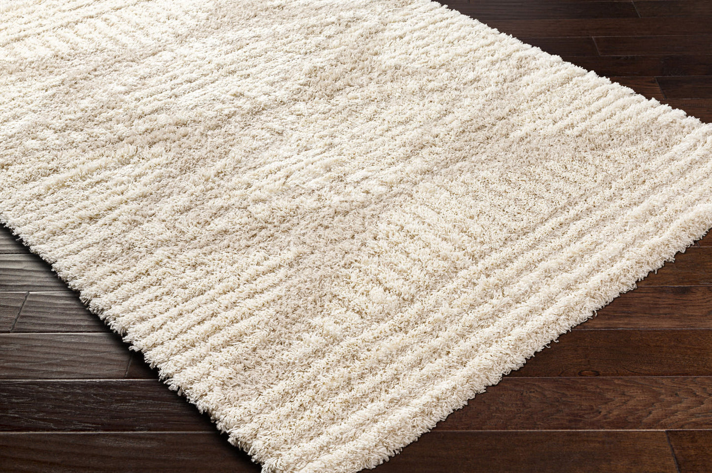 BONAPARTE Tapis Shaggy - Tapis Moderne, Salon, Chambre - Tapis Bohème à Poils Longs, Doux, Moelleux, Entretien Facile - Blanc, Beige