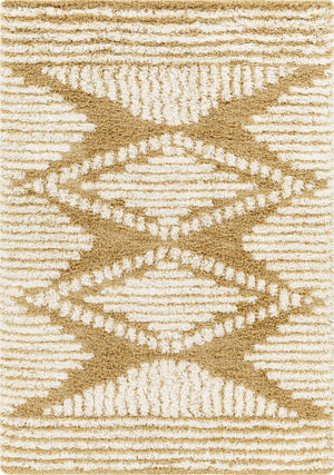 BONAPARTE Tapis Shaggy - Tapis Moderne, Salon, Chambre - Tapis Bohème à Poils Longs, Doux, Moelleux, Entretien Facile - Blanc, Jaune