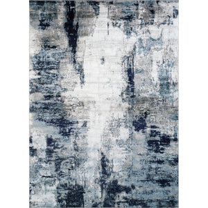 DOLE Tapis Abstrait - Tapis Moderne, Salon, Chambre - Tapis Design Marbre Moucheté à Poils Courts, Doux, Durable - Bleu, Blanc, Gris